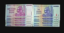 10 Zimbabwe banknotes-5 x 500 Million/5 x 10 Billion Dollars-money currency