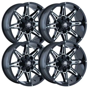 (Set-4) Mayhem Rampage 18x9 6x135/6x139.7 18mm Black Milled Wheels Rims 18 Inch - Picture 1 of 3