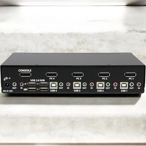 DisplayPort KVM Switch Audio 4 Port USB 2560x1600 DP Monitor Computer Switch Box - Picture 1 of 8