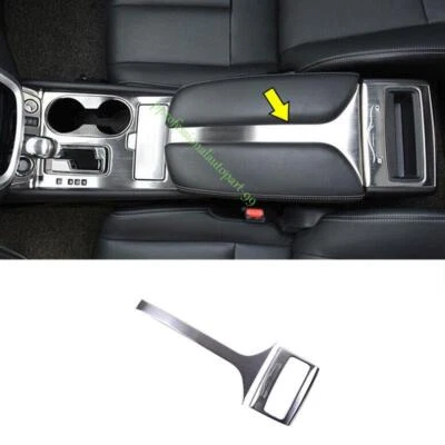 Para Nissan Murano 2015-24 Plata Acero Consola Central Apoyabrazos Caja Cubierta Borde Foto 1 de 4