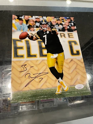 FOTO ASSINADA 8X10 POR BEN ROETHLISBERGER PITTSBURGH STEELERS JSA AUTÊNTICA - Imagem 1 de 2