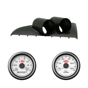 Dual Gauge Pod w/ White Turbo Boost & Oil Temp Gauge Ford BA BF XR6 XR8 XR6T - Picture 1 of 12