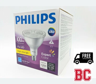 (2 PACK) NEW Philips LED 100W 17W Bright White Indoor Par38 Spotlight Light Bulb - Image 1 of 3