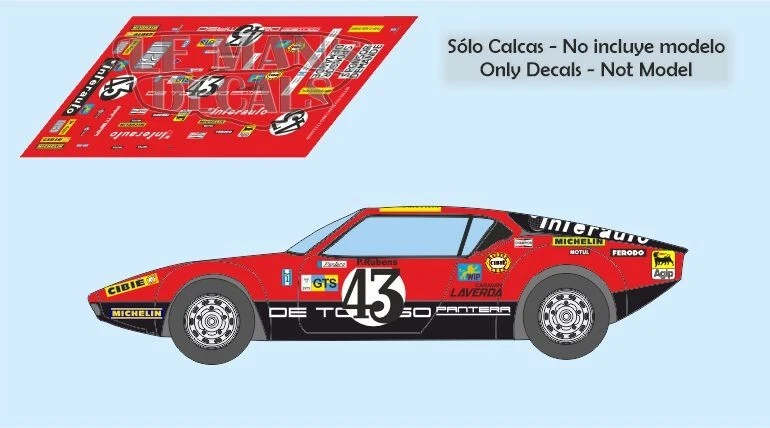 AUTOCOLLANTS LE MANS Autocollants De Tomaso Pantera Le Mans 1975 43 1:32 1:43 1:24 1:18 calques
