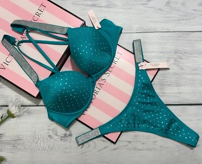 Victoria's Secret Shine Strap Badetanga Bombshell +2-Cups Push-up Set Capri Meer - Bild 1 von 4