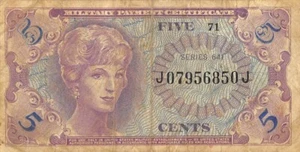 USA / MPC  5  Cents  1964  Series  641  Plate # 71  Circulated Banknote III - Picture 1 of 2