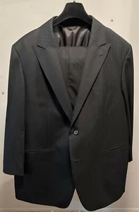 BARON BOUTIQUE HAND MADE CUSTOM MEN'S 2 PIECE BLACK CASHMERE WOOL SUIT SIZE XXL - Picture 1 of 5