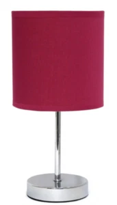 Simple Diseños Cromo Mini Básico Lámpara de Mesa Con Tela Pantalla Vino - Imagen 1 de 1