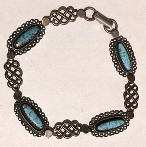 Vintage Sterling Silver Turquoise Bracelet 7"+ *PLEASE READ FULL DESCRIPTION!!! - Picture 1 of 3