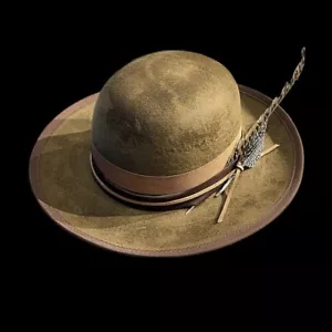 Vintage Retro British Style Distressed Faded Wide Brim Derby Feather Top Hat - Picture 1 of 13