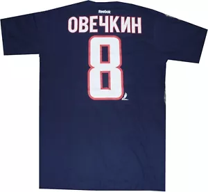 Washington Capitals Alex Ovechkin Reebok Language Navy Throwback Shirt Neu Etikett - Bild 1 von 2