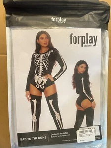 Forplay womens black and white skeleton costume Size M/L BAD TO THE BONE - Picture 1 of 4