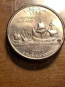 2000-P Virginia State Quarter Error Struck Thur not Damage Unc. SKU#35029 - Picture 1 of 2