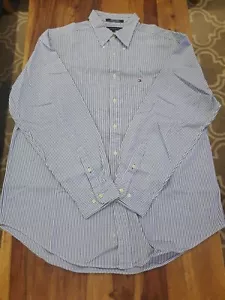 Tommy Hilfiger Dress Shirt Men's XL Thin Stripes Heavy Fabric - Picture 1 of 8