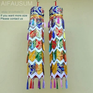 2pcs 100cm Tibetan Buddhism DHVAJA Patch tube hang banner Auspicious Prayer flag - Picture 1 of 7