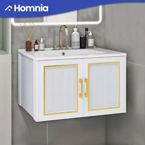 30" Floating Wall Mounted Bathroom Vanity Storage Cabinet Sink Combo Countertop - Picture 1 of 11