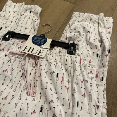 NWT 3X Hue Pink Cocktails Capri Pajama Pants Lounge Martini Girls Night Temp - Image 1 of 4