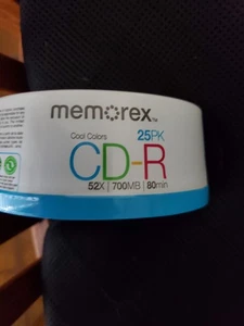 Memorex Cool Colors CD-R, 25 Pack, 52X 700 MB 80 Min, Music *NEW & SEALED* - Afbeelding 1 van 4