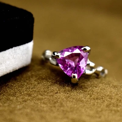 925 Sterlingsilber Charm Floral Rosa Saphir Statement Ring US 6,5 - Bild 1 von 4