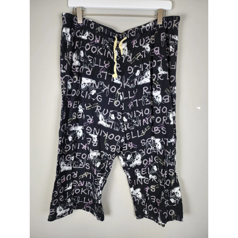 Mutts Organics Cotton Graphic Print Pajama Pants Black & White - Image 1 of 4