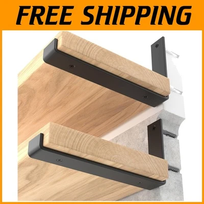 Black Coated Industrial Shelf Brackets, 12-Pack - Image 1 of 4