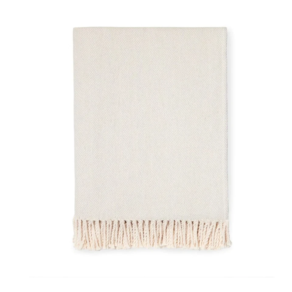 SFERRA Celine Fringed Throw 51 X 71 Taupe Tin 100 Cotton