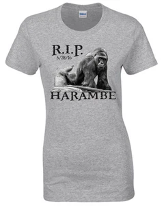 Harambe RIP Rest in Peace Junior Fit Ladies Tee Shirt 1419 - Picture 1 of 6