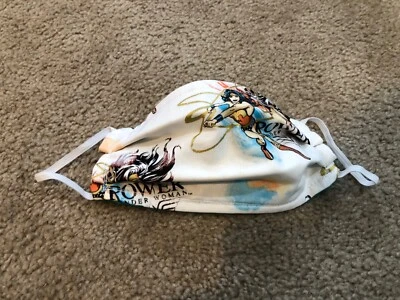 Wonder Woman super hero print print handmade cotton face mask reversible white - Image 1 of 3