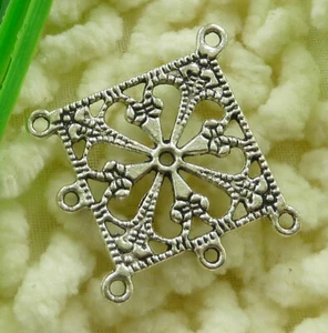 120 pièces connecteurs de boucles d'oreilles losange tibétain argent losange 35 x 33 mm S2094 - Photo 1/6