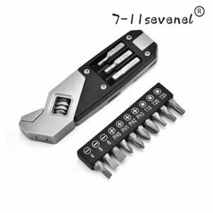 Stainless Steel Adjustable Wrench Foldable Pocket Spanner Kits Screwdriver Bits - Picture 1 of 10