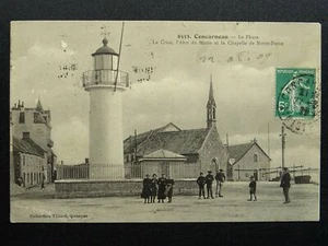 France CONCARNEAU & LE PHARE / LIGHTHOUSE - c1909 Postcard - Picture 1 of 3