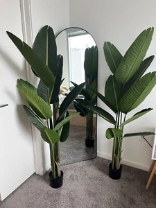 Set of 2 Fake Plants 5 Feet Tall Artificial Fern Trees Bird of Paradise NEW! - Picture 1 of 7