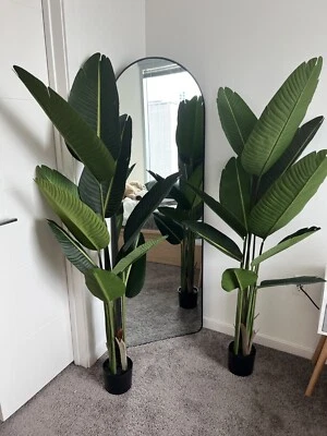 Set of 2 Fake Plants 5 Feet Tall Artificial Fern Trees Bird of Paradise NEW! - Image 1 of 4