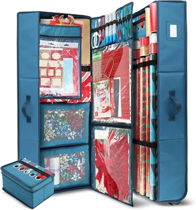 Holiday Storage with Christmas Bins and Ribbon Organizer - Fade Resistant Wrappi - Picture 1 of 12