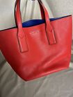 Marc Jacobs Reversible Dual Leather Red Tote Lost Wallet Wristlet 