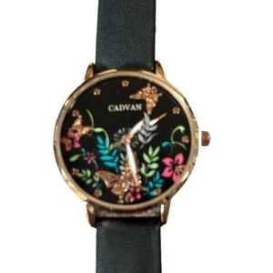 Reloj Cadvan Floral Mujer Reloj Correa Negra - Imagen 1 de 6