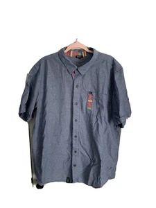 LRG Lifted Research Group Mens 2XL XXL Chambray Blue Button shirt Red Green - Picture 1 of 5