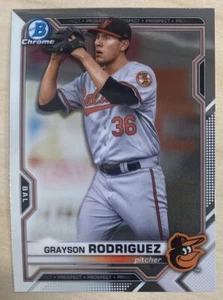 GRAYSON RODRIGUEZ - 2021 Bowman Chrome Prospects #BCP-118 - BALTIMORE ORIOLES - Picture 1 of 2