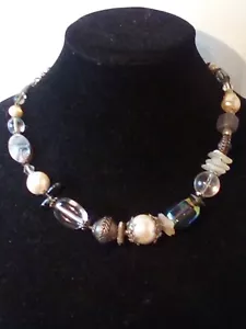 FABULOUS SIGNED TRESKA MULTICOLOR BEAD STONE TURQUOISE HIPPIE STYLE MOD NECKLACE - Picture 1 of 3