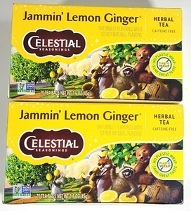 2 Boxes Celestial Jammin' Lemon Ginger Tea 20 Tea Bags 1.60 oz ea Exp 04/2026 - Picture 1 of 5