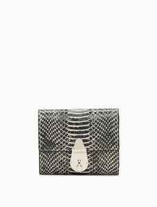 New CALVIN KLEIN Lock Med Trifold Wallet Clutch Snakeskin Leather Tag Box - Picture 1 of 3