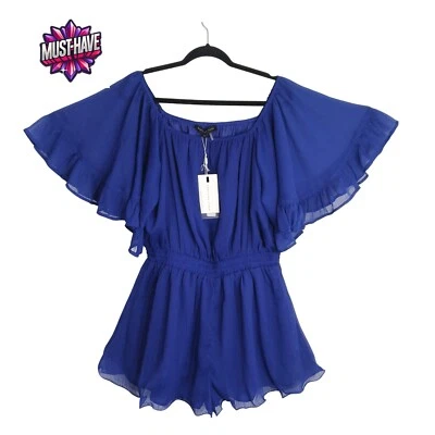 Mameluco Endless Rosa Azul Fuera del Hombro Manga Volantes Talla L Verano Elegante 💙 Foto 1 de 4