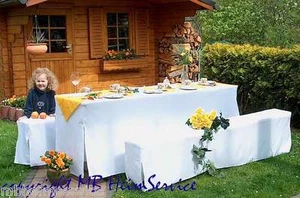 3 tlg.Hussen 180 x 50cm Bierzeltgarnitur Exklusiv - WEISS - Bild 1 von 1