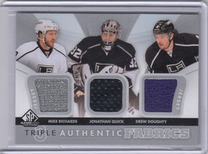 2012-13 UD SP GAME USED TRIPLE AUTHENTIC FABRICS RICHARDS QUICK DOUGHTY   (W)