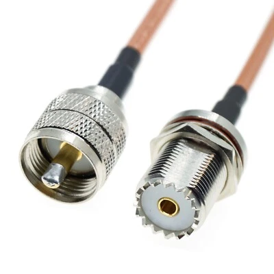 RG400 PL259 UHF Male to SO239 Bulkhead Female Coaxial RF Pigtail Cable lot - Image 1 of 4