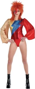 Glam Rock Bodysuit Bowie Star Fancy Dress Up Halloween Adult Costume Accessory - Picture 1 of 8