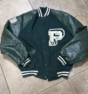 Vintage Mecca Varsity Jacket Green Size XL Pwing Wool - Afbeelding 1 van 11