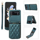 Luxury Grid Leather Handy Zip Wallet Case Cover For Samsung Galaxy Z Flip3 4 5