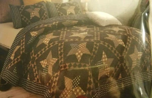 VIRAH BELLA PADUCAH STAR 3pc QUILT SET FULL/QUEEN 90x90 PLAID STAR PHYLLIS DOBBS - Picture 1 of 7