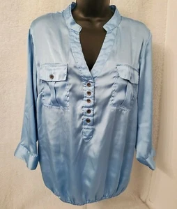 Camisa blusa top mujer Antilia talla L grande azul - Imagen 1 de 5